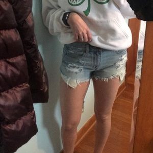 American Eagle Distressed High Waisted Shorts